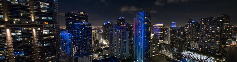 Aerial panorama in the City of Brickell Miami FL