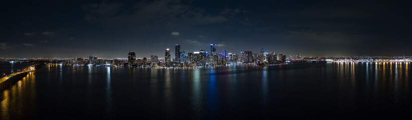 Fototapeta na wymiar Aerial night panorama Brickell Miami
