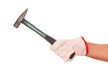 The builder is holding a hammer in his hand. The worker is holding construction tools in his hands.