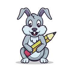 Cute bunny mascot education and school-related design
