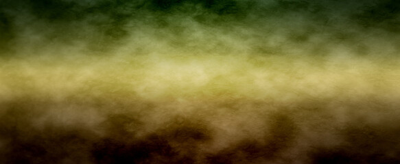 Panoramic view of the abstract fog or smoke move on black background. White cloudiness, mist or smog background.