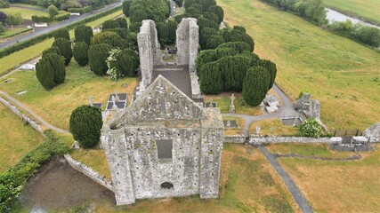 Aerial view of medieval ruins of the cathedral of St. Peter and Paul. Trim. county Meath. Ireland