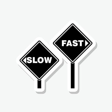Fast or slow pace sticker icon isolated on gray background