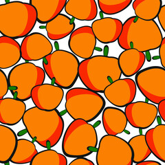 Seamless vector pattern apricot on a white background. - 359732818