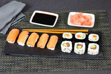 assiette de sushi et maki	