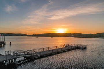 Fototapeta na wymiar Sunset over Ukiel lake, Olsztyn, Poland.