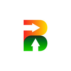 letter B and arrow with gradient style for your business