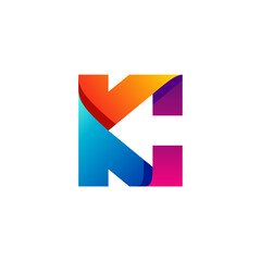 letter K and arrow with gradient style for your business