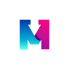 letter M and arrow with gradient style for your business