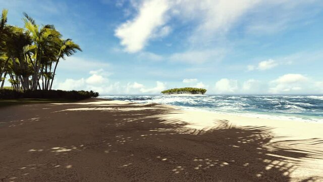 Beautiful beach with palm trees