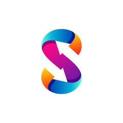 letter S and arrow with gradient style for your business