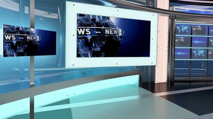 Virtual TV Studio News Set 27-9. 3d Rendering.
Virtual set studio for chroma footage. wherever you want it, With a simple setup, a few square feet of space, and Virtual Set, you can transform any loca