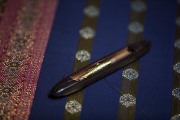 Detail of the old traditional looms for weaving material.