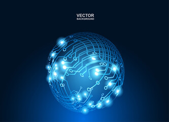 Abstract technology background. circuit board circle hi-tech. blue background. vector.