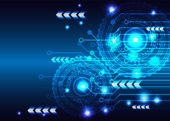 Futuristic technology concept.  gear wheel technology glow light . hi-tech, engineering blue background .vector.