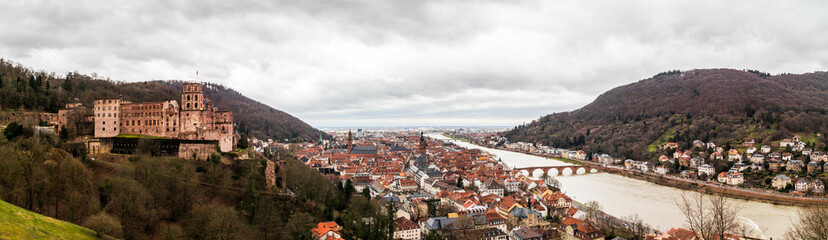 Fototapeta na wymiar Heidelberg Castle, ger. Schloss Heidelberg, and Skyline of Heidelberg, Baden-Wuerttemberg, Germany. Europe