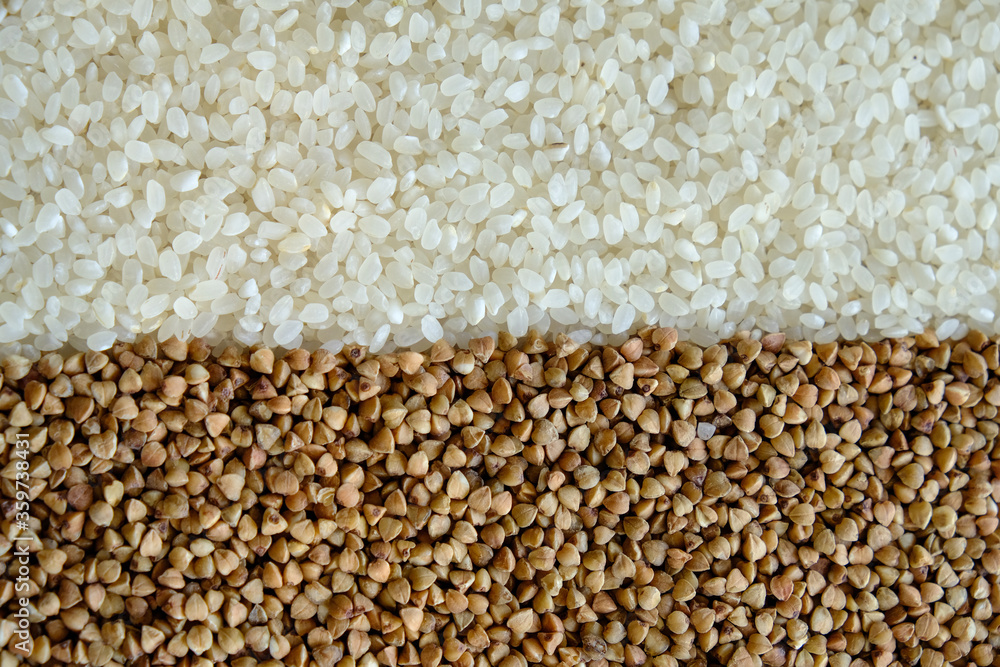 Wall mural buckwheat and rice on the table