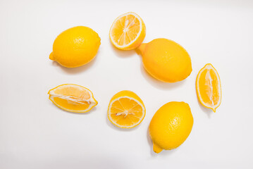 Fresh lemons isolated on white background