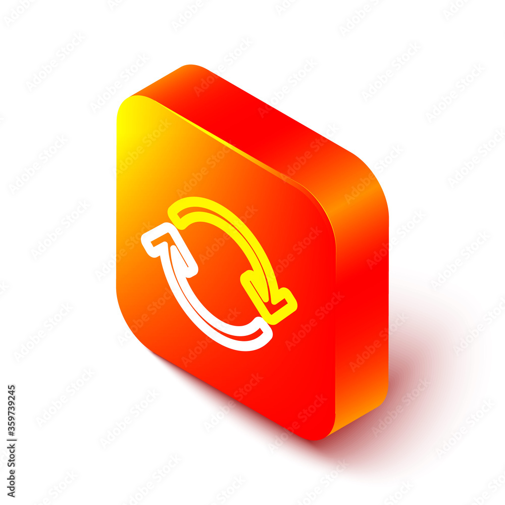 Poster isometric line refresh icon isolated on white background. reload symbol. rotation arrows in a circle