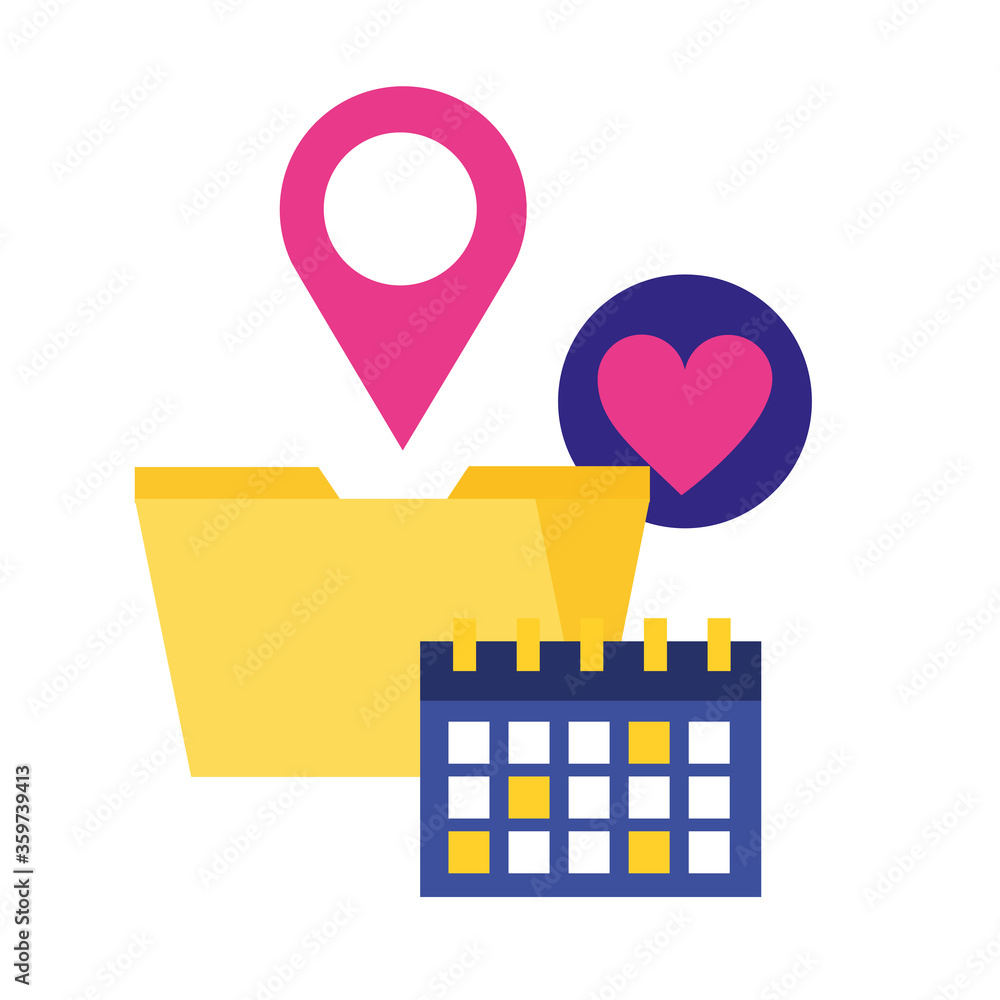 Poster file calendar and gps mark vector design