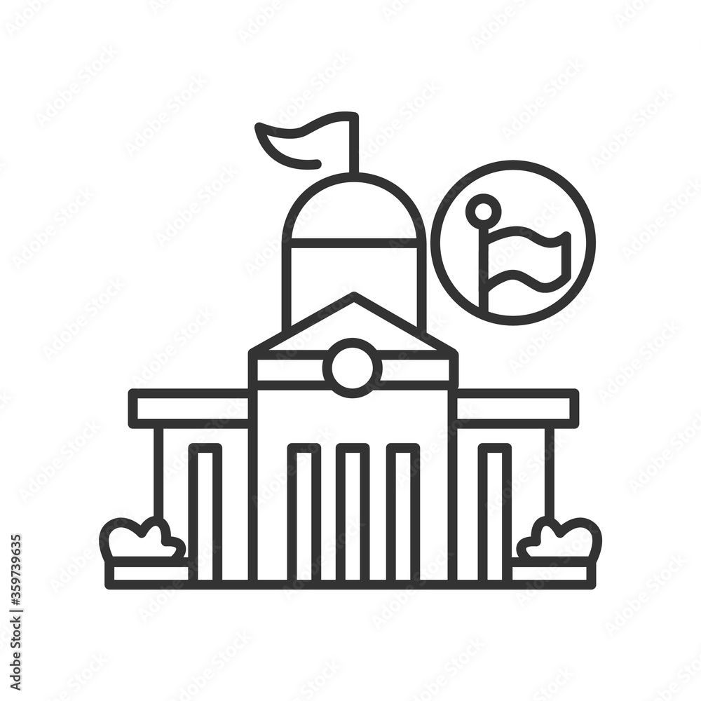 Poster public office icon classical architecture public office capitol building. concept linear pictogram f