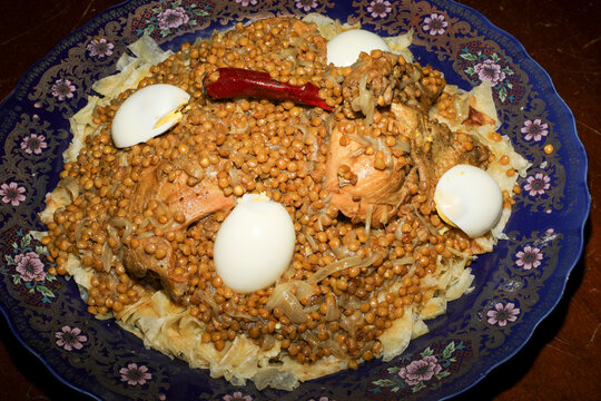 Chicken rfissa - moroccan dish.