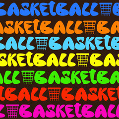 Seamless vector pattern of the words Basketball on a brown background.  - 359739884