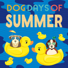 Dog days of summer comic cartoon vector poster