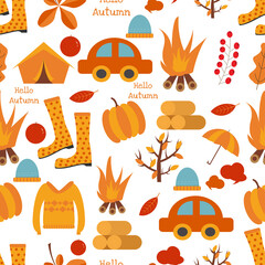 Autumn seamless pattern. Autumn decoration background. Vector illustration.