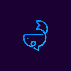 whale with lineart style logo design