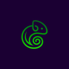 chameleon with lineart style logo design © ARTERNOON