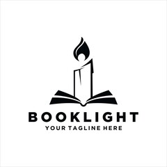 Book and Candle Logo design vector template