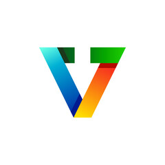 letter V and arrow with gradient style for your business