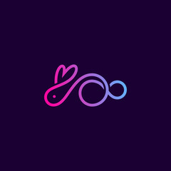 rabbit with lineart style logo design