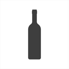 Wine bottle icon or sign. Black silhouette. Vector illustration. Template for restaurant design.