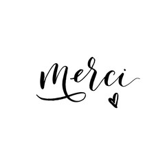 Fototapeta na wymiar Thank you in french language. Hand drawn brush style modern calligraphy. Vector illustration of handwritten lettering. 