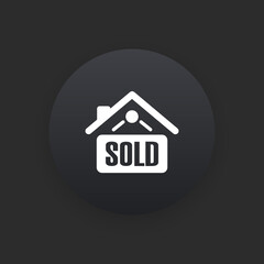 Fototapeta na wymiar Home Sold Sign - Matte Black Web Button