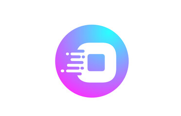 O alphabet letter logo for company and business. Blue pink circle design for identity