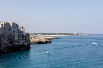 Fototapeta premium View of Polignano a mare - picturesque little town on cliffs of the Adriatic Sea. Apulia, Southern Italy