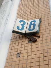 Grunge street sign with number 36