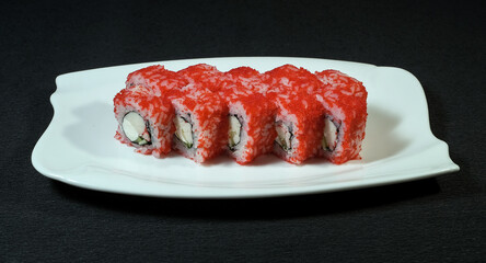 Sushi, rolls, fish, meat, vegetables, seasonings, spices, sesame