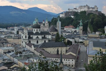 Fototapeta na wymiar Amazing view of Salzburg city, with the historic centre and the Castle