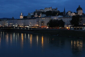 Salzburg castle at night