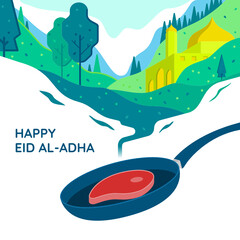 Happy Eid Al-Adha Gretting Card Template. Eid Al-Adha Social Media Template.