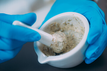 Grinding Cosmetic Ingredients Using Mortar and Pestle