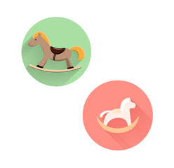 horse toy colorful flat icon with long shadow. horse toy flat icon