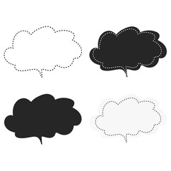 Quote speech bubble cloud set tag. Typography design vector isolated illustration. Message element blue background sticker. Blank template.