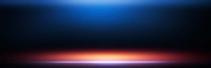 Empty futuristic dramatic scene. Abstract dark landscape, street. Neon light fluid element. Night view, neon purple light. Fantasy background. 3D illustration