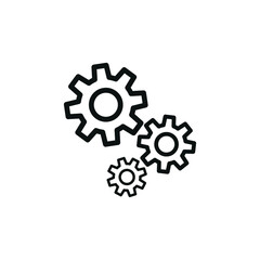 Gear line flat vector icon for mobile application, button and website design. Illustration isolated on white background. EPS 10 design, logo, app, infographic.