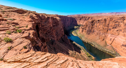 A view down into the Glen Canyon of the Colorado River near Page, Arizona